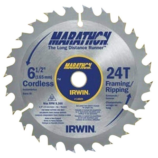 Irwin® 6-1/2" Marathon® 24-Tooth Carbide Tipped Framing And Ripping Blade