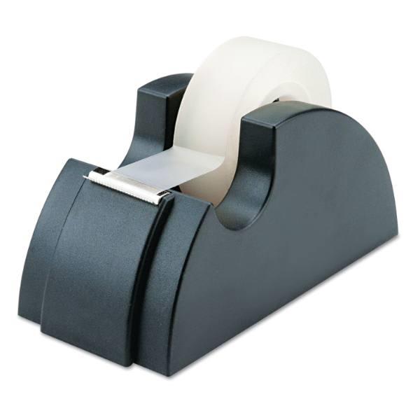 Skilcraft Desktop Tape Dispenser, Rubber Feet, Serrated Cutting Edge, Black