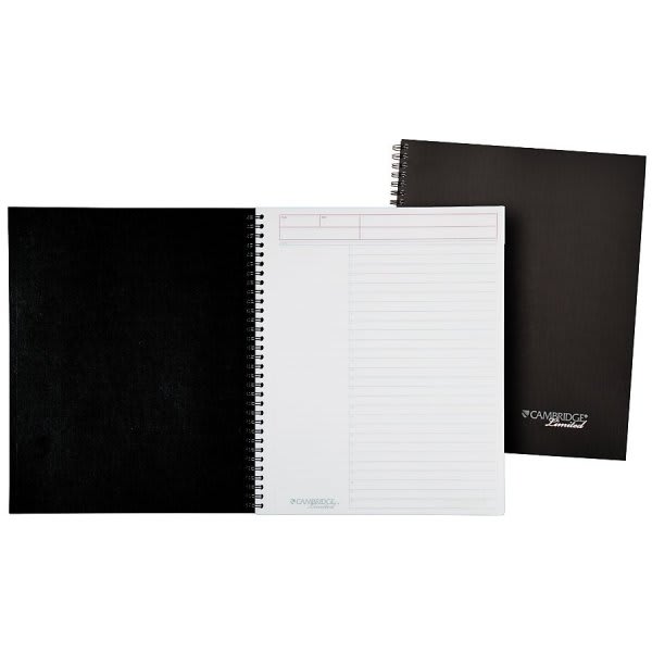 Cambridge Limited® Black Linen Wide Ruled Business Notebook 8-1/4" X 11"
