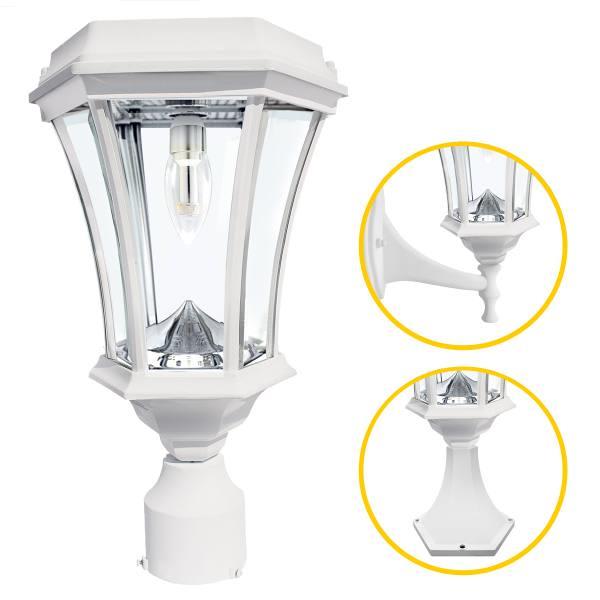 Gama Sonic® Victorian Bulb Solar Light Wall/Pier/3 Inch Fitter Mounts White