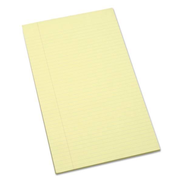 Skilcraft Writing Pad, Wide Rule, 8.5 X 13.25, Canary, 100 Sheets, Package Of 12