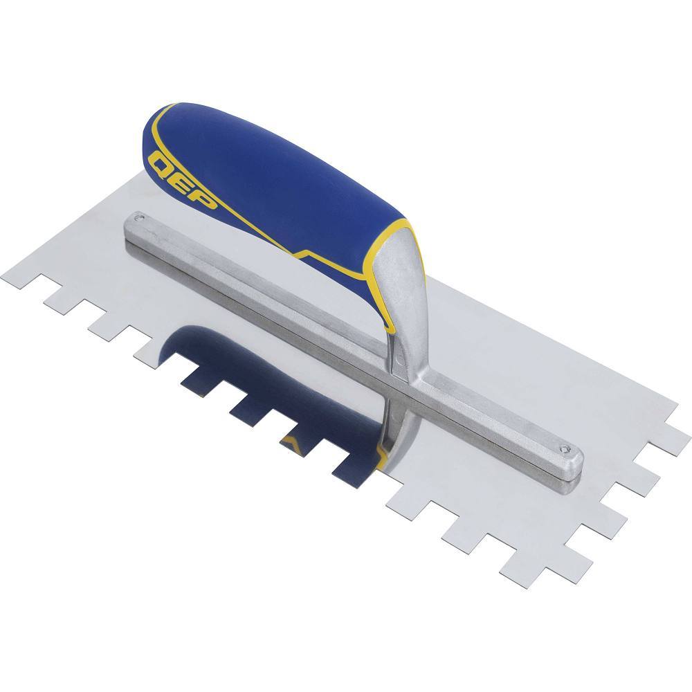 QEP 1/2" X 1/2" X 1/2" Square Notch Stainless Trowel W/ Comfort Grip