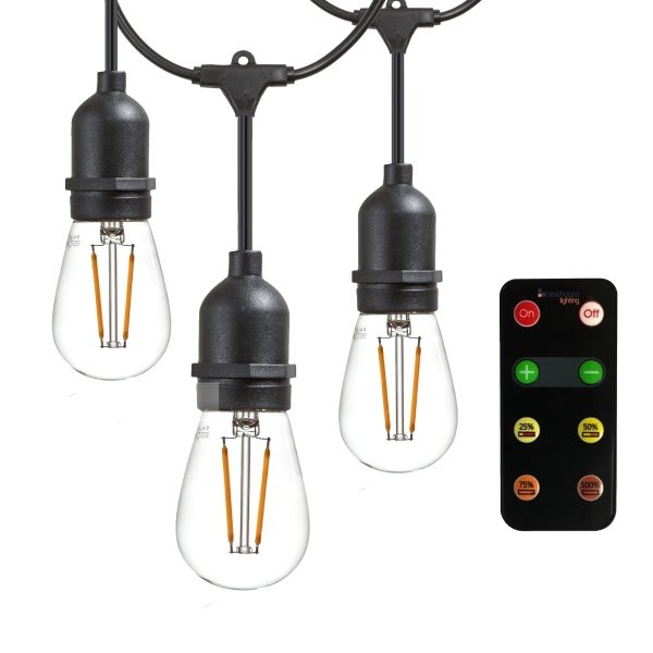 Newhouse Lighting Outdoor Led String Lights With Remote Control Dimmer, Black