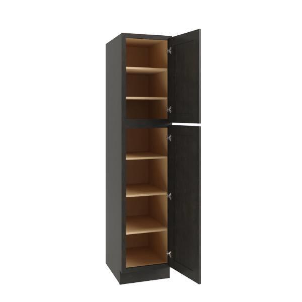 Cnc Cabinetry 84" H Single Door Utility Cabinet L, Luxor Smoky Grey