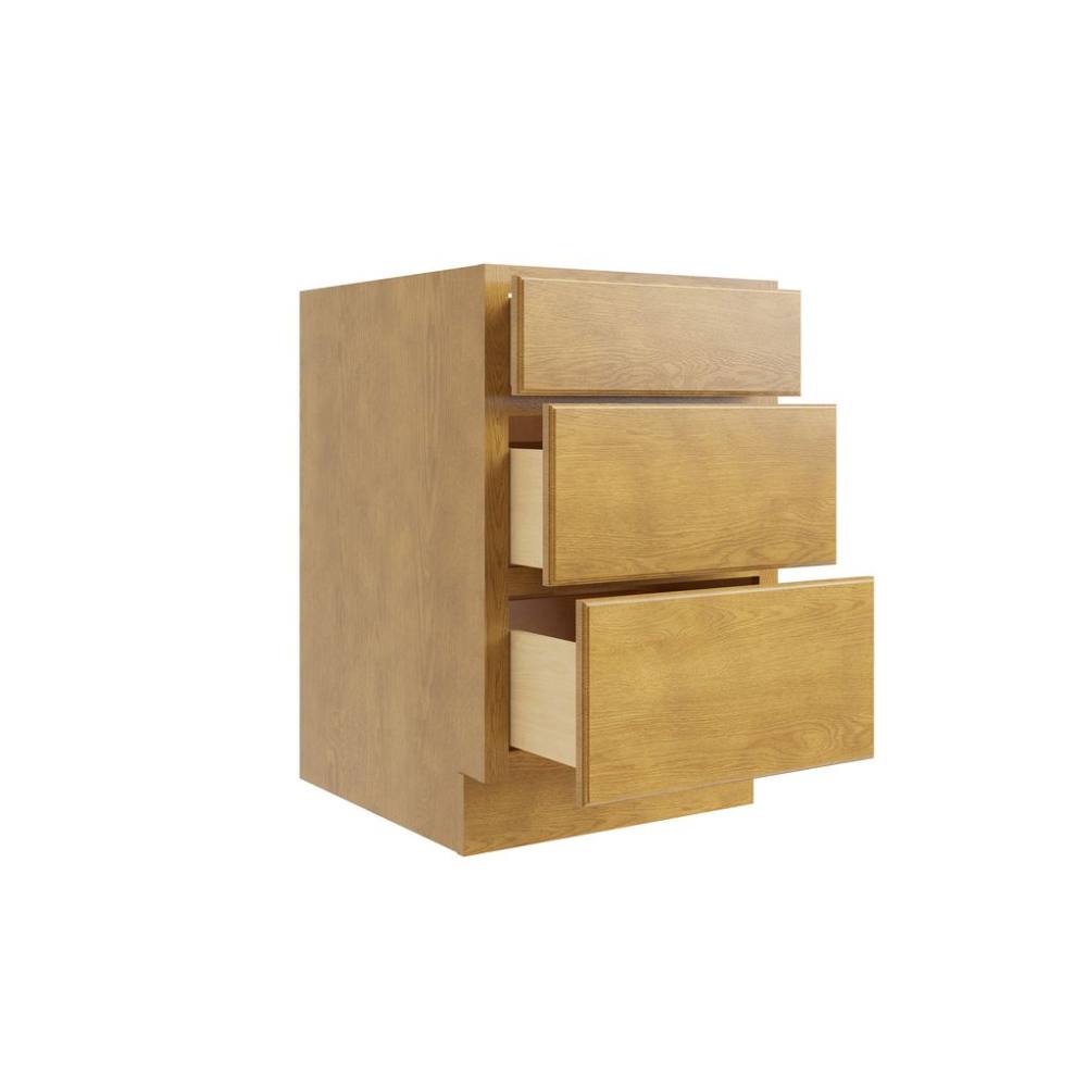 Cnc Cabinetry 15" W 3 Drawer Base Cabinet, Country Oak