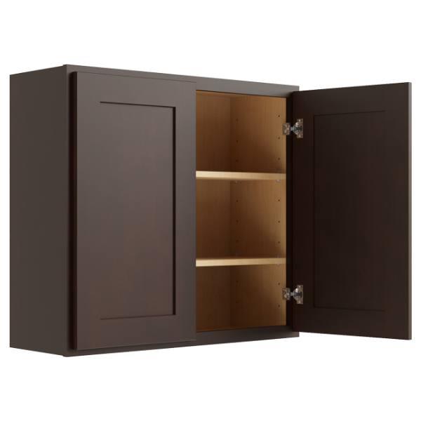 Cnc Cabinetry 33" W X 30" H 2 Door Wall Cabinet, Luxor Espresso