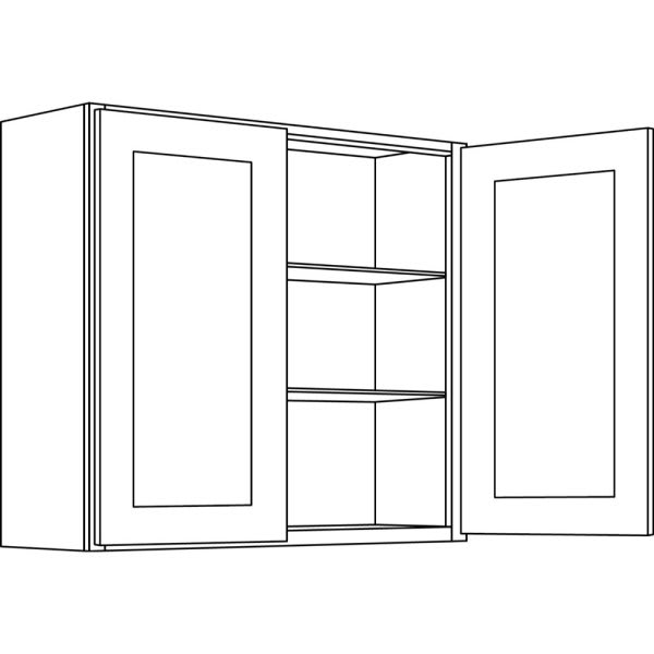 Cnc Cabinetry 33" W X 30" H 2 Door Wall Cabinet, Country Oak