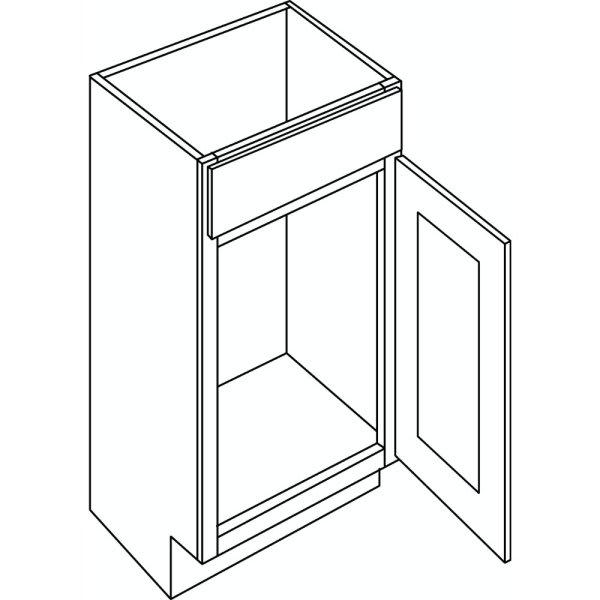 Cnc Cabinetry 18" W 1 Door Vanity Sink Base Cabinet, Country Oak