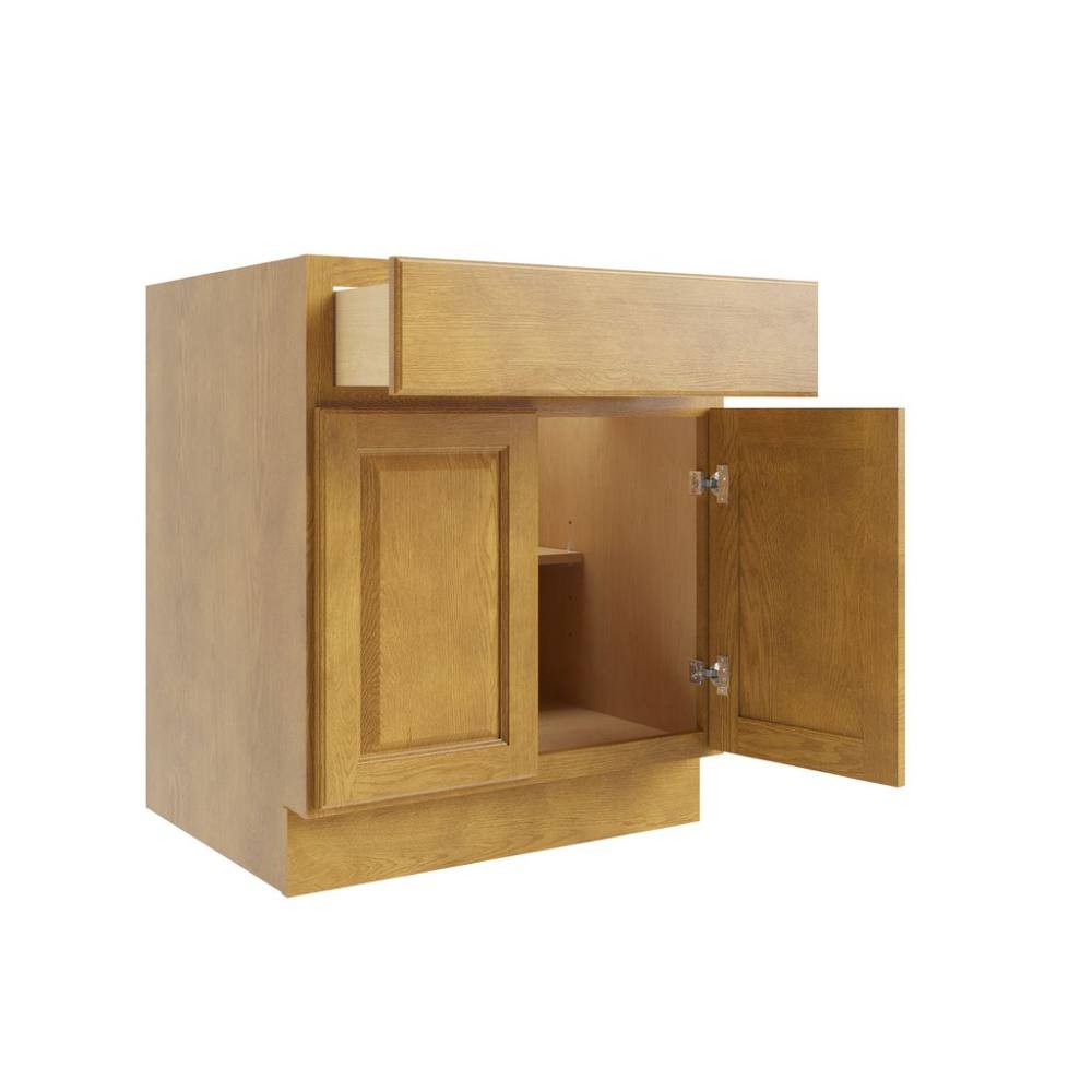 Cnc Cabinetry 24" W 1 Drawer 2 Door Base Cabinet, Country Oak