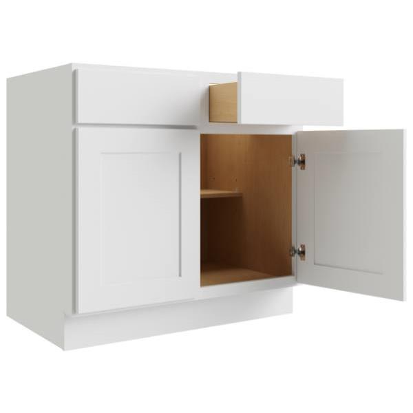 Cnc Cabinetry 36" W 2 Drawer 2 Door Base Cabinet, Luxor White