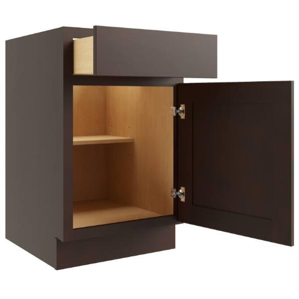 Cnc Cabinetry 15" W 1 Door Base Cabinet (L), Luxor Espresso