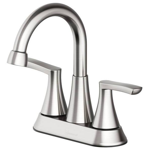 Seasons Raleigh 1.2 GPM 2-Handle Quick Install Centerset High-Arc Bathroom Faucet With Pop Up Drain, Brushed Nickel