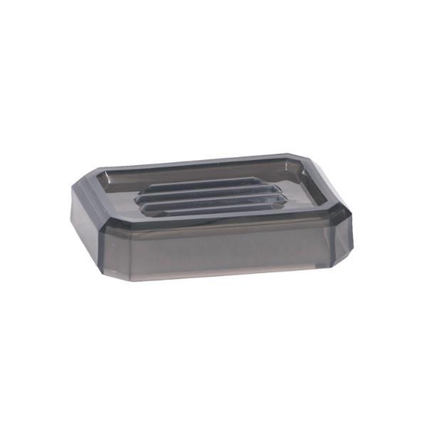 Hapco Facet Rectangular Soap Dish,beveled Edges, Smoke, Case Of 24
