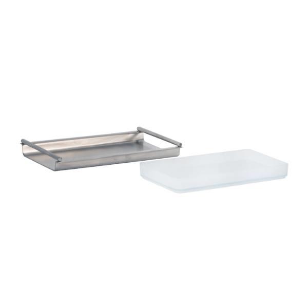 Hapco Brushed Metal Rectangular Plastic Amenity Tray Liner, Clear, Case Of 24
