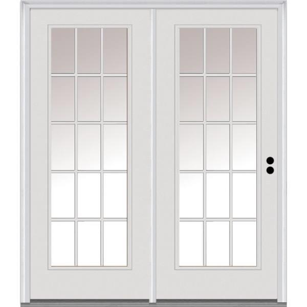 National Door Primed Steel Patio Door, 15 Lite External Grilles, 6-9/16-In, Lhis