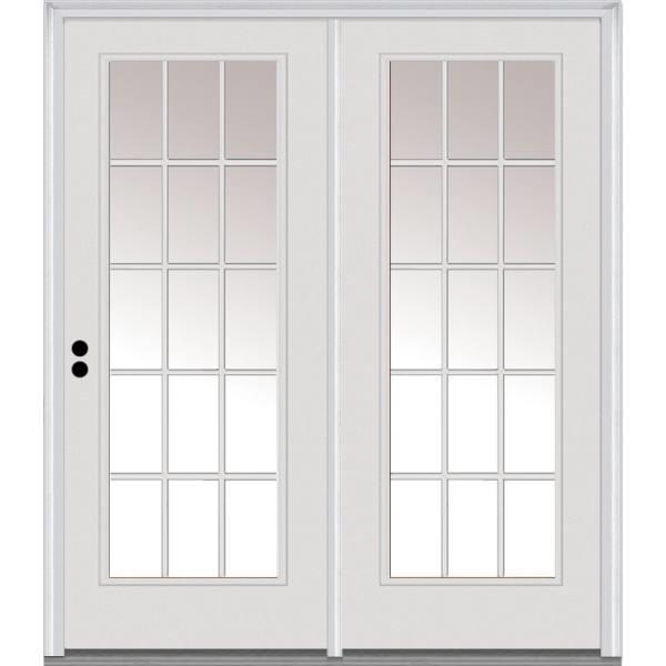 National Door Primed Steel Patio Door, 15 Lite External Grilles, 4-9/16-In, Rhis
