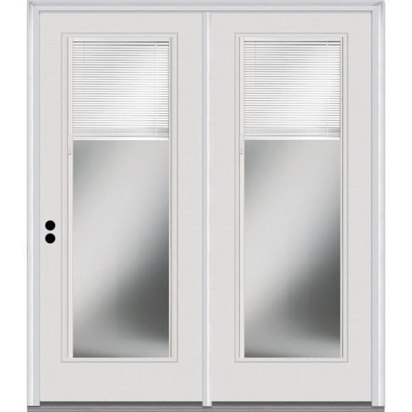 National Door Primed Steel Patio Door Full Lite Internal Blinds Low-E, 6-9/16 Rh