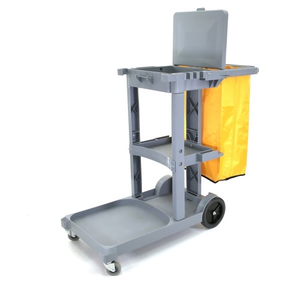 Commercial Housekeeping Janitor Cart W/ 25 Gallon Vinyl Bag (Yellow)