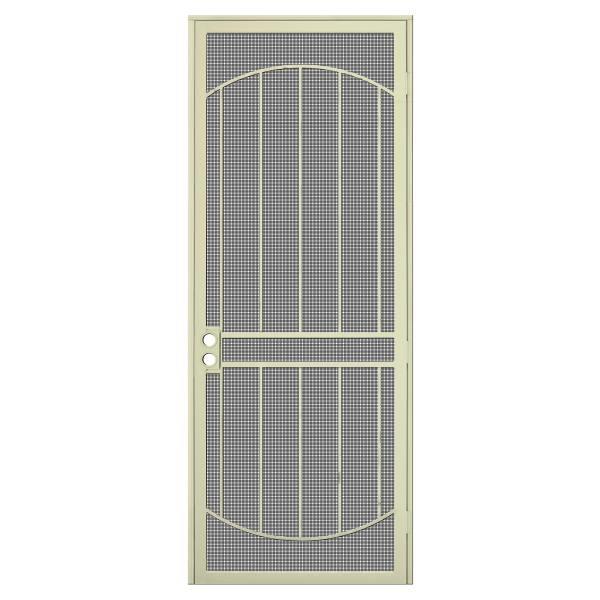 Unique Home Designs 36 In. X 96 In. Arcada Navajo White Left Steel Security Door