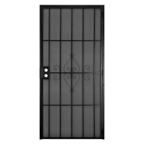 Unique Home Designs 30 In. X 80 In. Su Casa Black Surface Steel Security Door