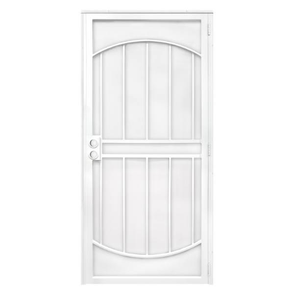 Unique Home Designs 36 In. X 80 In. Arcada White Surface Steel Security Door