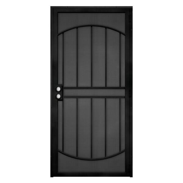 Unique Home Designs 36 In. X 80 In. Arcada Black Surface Steel Security Door