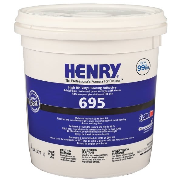Henry® 422 Solid Vinyl And VinylBacked Adhesive, 1 Gallon, Nonstaining
