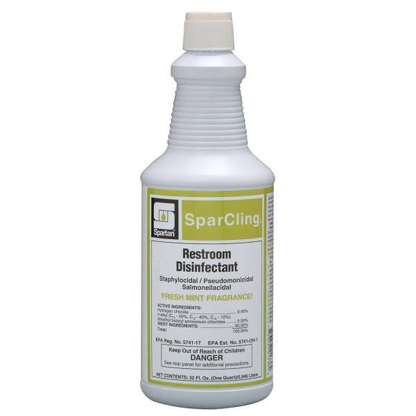 Spartan SparCling One Step Cleaner/Disinfectant, Mint Scent, 1 Qt, Case Of 12