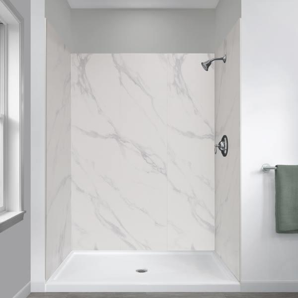 Swanstone 36D x 62W x 72H Subway Tile Shower Wall Kit White HD Supply
