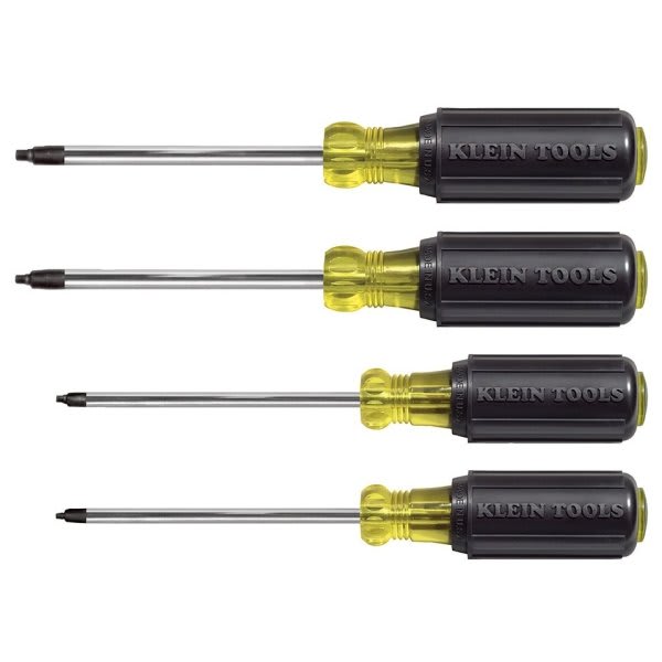 Klein Tools® 4-Piece Cushion Grip Square Recess Screwdriver Set