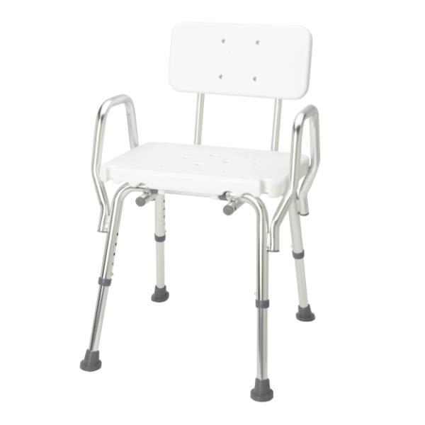 Healthsmart DMI Shower Chair Bath Seat With Back, Adjustable 16-20 In. Height, 350 Lb Capacity, White