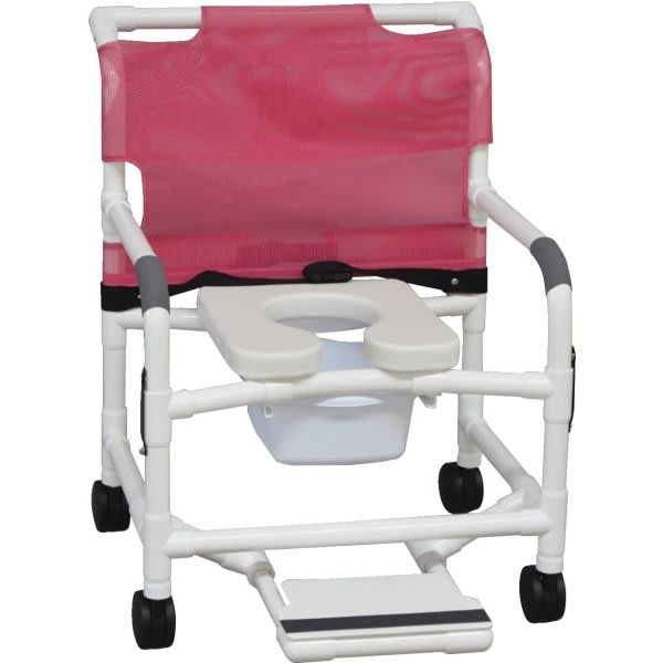 Mjm Extra-Wide Shower Chair With Pail Footrest Soft Seat And Drop Arms Mauve