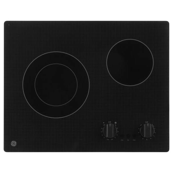 GE 21 In. 2 Burner Smooth Surface Radiant Electric Cooktop, Black, ADA