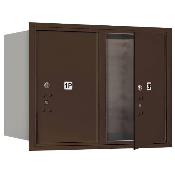 Salsbury Industries Recessed Mount 4c Horizontal Mailbox, 6 Door Unit, Bronze