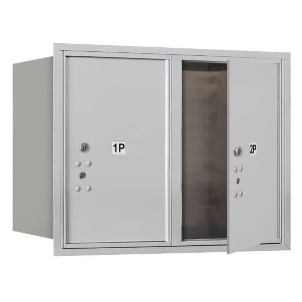 Salsbury Industries Recessed Mounted 4c Horizontal Mailbox, 2 Pl6'S, Aluminum