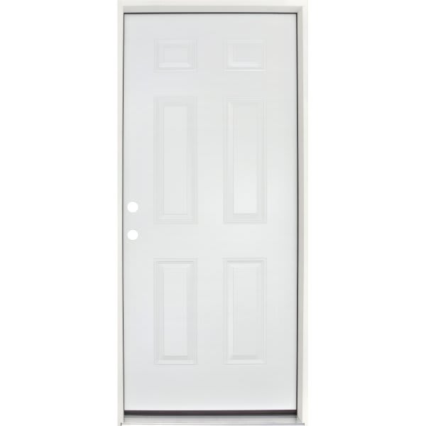 36x80" 6-Panel Steel Prehung Right Hand Door