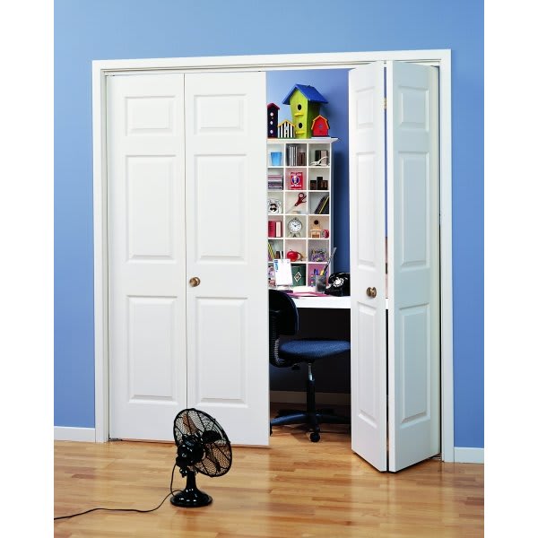 Masonite 18 In. X 80 In. X 1-3/8 In. Primed White 6-Panel Hollow Core Bifold Interior Door