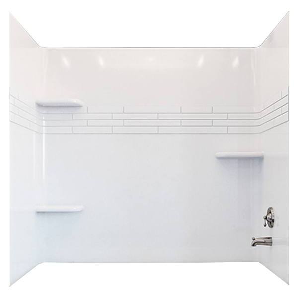 El Mustee Topaz 30 In. X 60 In. 3-Piece Direct To Stud Tub Surround In White