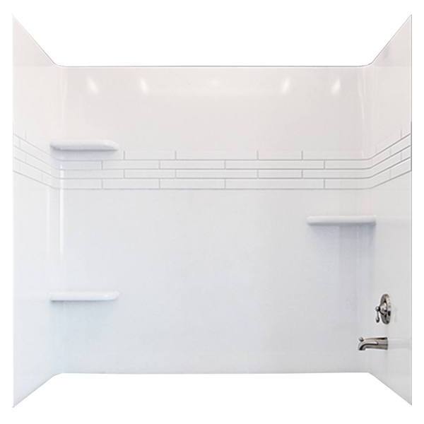 El Mustee Topaz 32 In. X 60 In. 3-Piece Direct To Stud Tub Surround In White