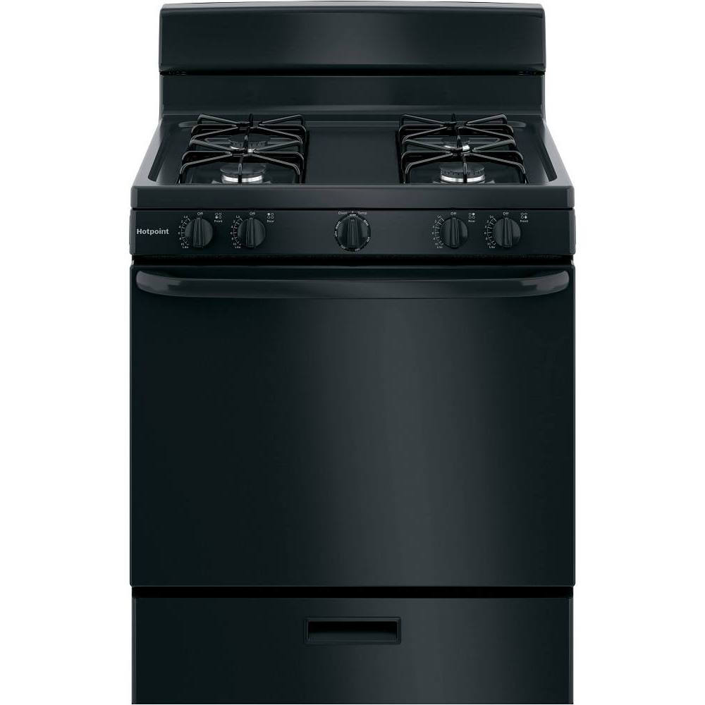 Hotpoint 30 In. 4.8 cu. ft. 4 Burner Gas Freestanding Range, Standard Clean, Black, ADA