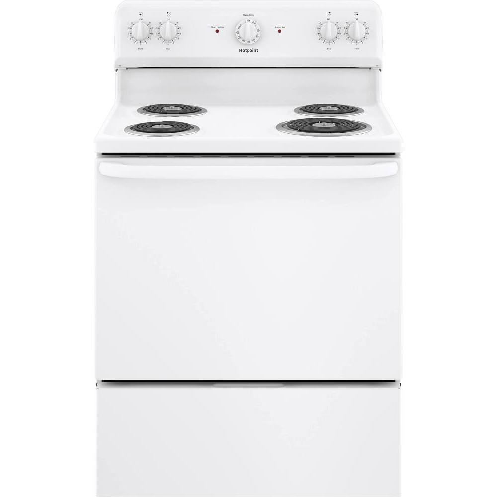 Hotpoint ENERGY STAR 30 In. 5.0 cu. ft. Coil Electric Freestanding Range, Standard Clean, White