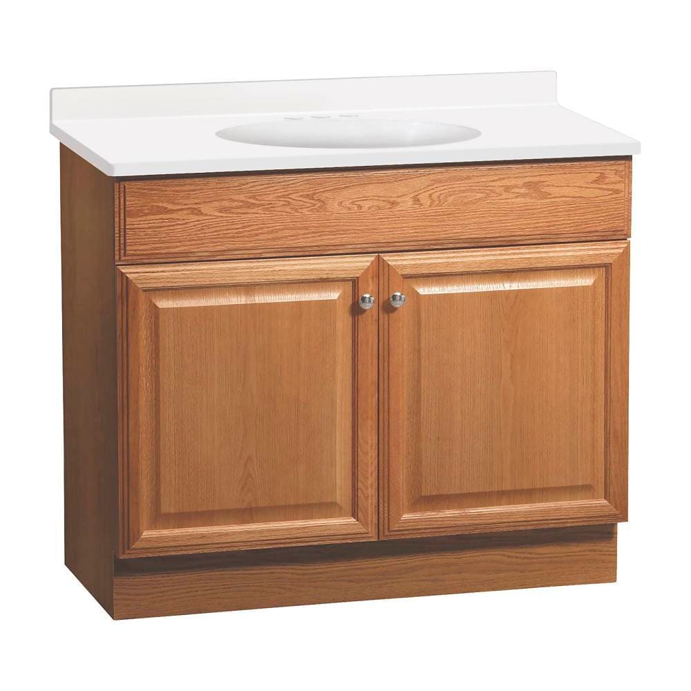 Seasons 36.5 in. W X 18.75 in. D X 35.12 in. H Bathroom Vanity Cabinet With Top, Oak