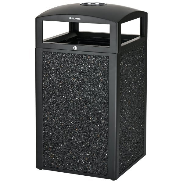 Alpine Industries 40-Gallon All-Weather Trash Can W/ Gr Stone Panels And Ashtray
