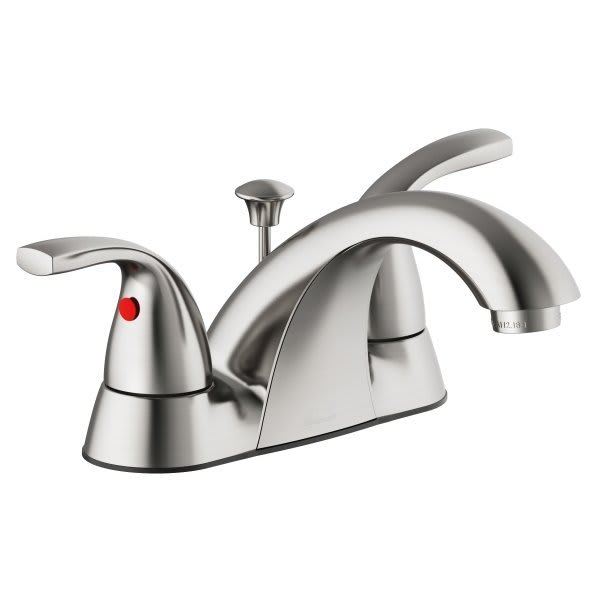Seasons Anchor Point 0.5 GPM 2-Handle Quick Install Centerset Low-Arc Bathroom Faucet With Pop Up Drain, Brushed Nickel