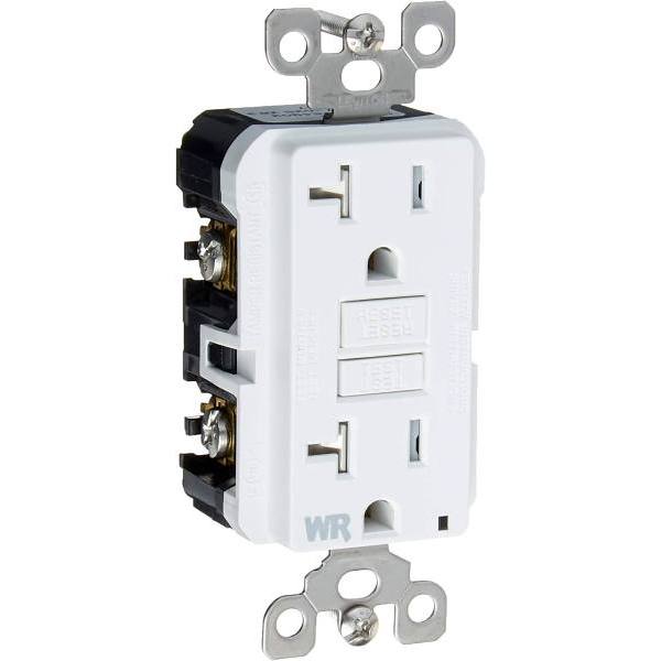 Leviton 20 Amp 125v Nema 5-20r Smartlockpro Weather Resistant Duplex Gfci Outlet, Led, White