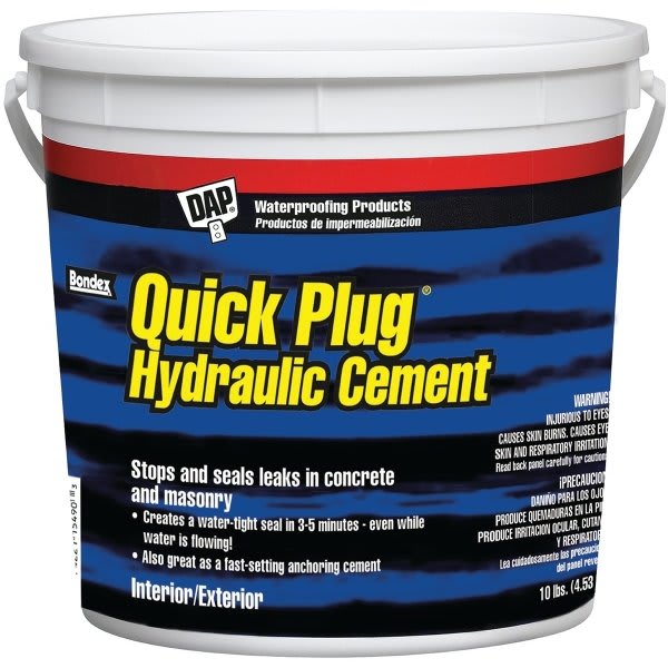Dap Quick Plug Hydraulic Cement, Dry Mix, 10 Lb. Pail