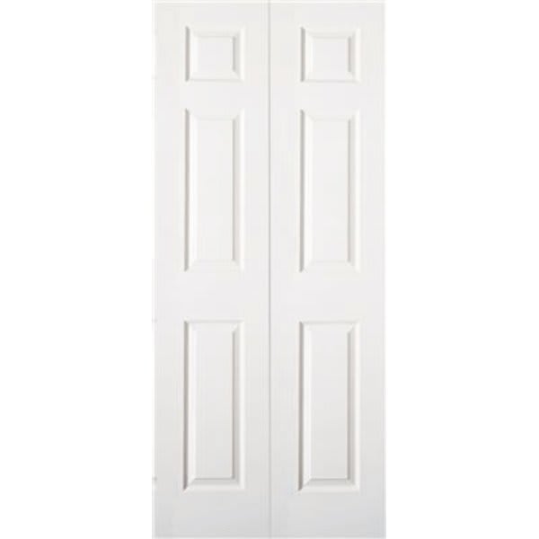 Masonite 36 In. X 80 In. X 1-3/8 In. Painted White 6-Panel Hollow Core Bifold Interior Door