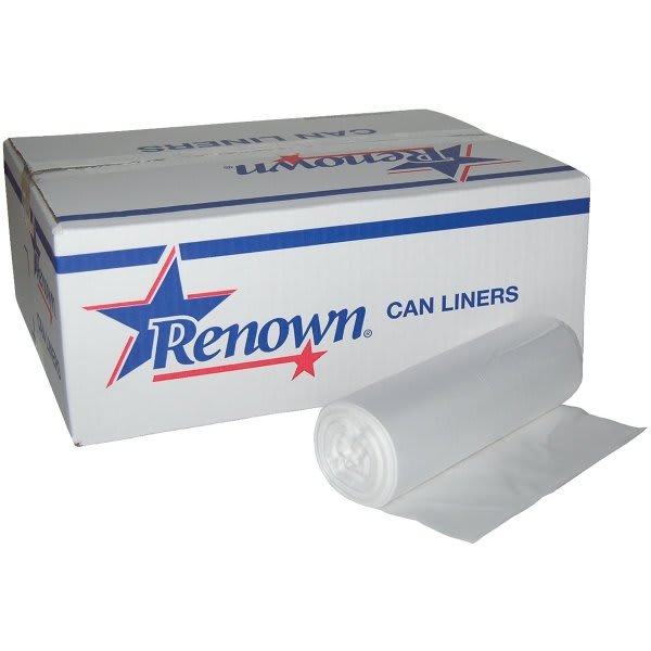 Renown 33 Gallon 1.7 Mil 33 X 40 Inch Natural Can Liner, Case Of 100