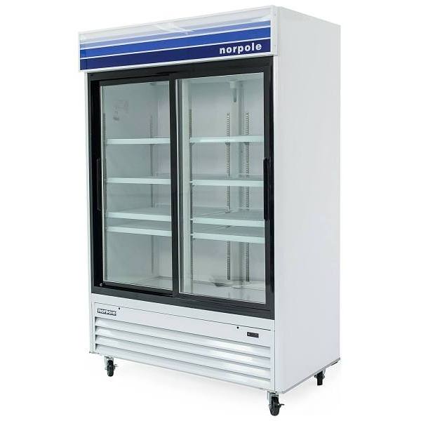 Norpole 2 Slide Glass Door Merchandiser Refrigerator 53" In White