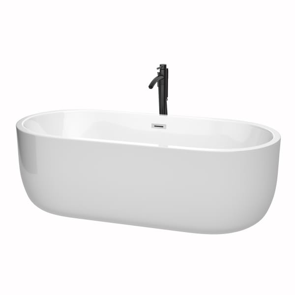 Wyndham Collection Juliette 71" Bathtub Shiny White Trim And Black Tub